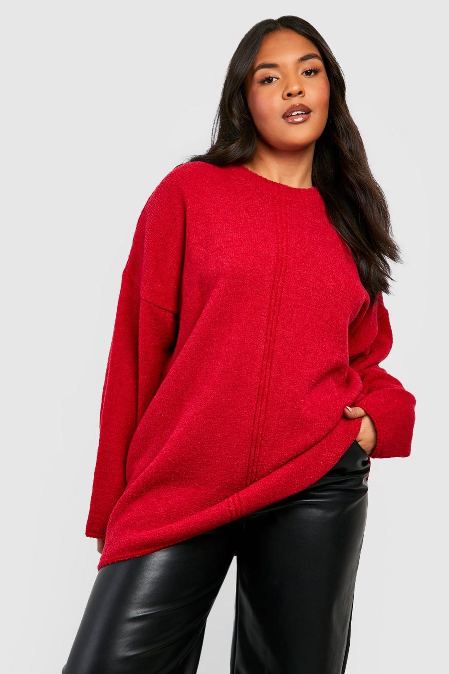 Red Plus Boucle Knitted Jumper image number 1