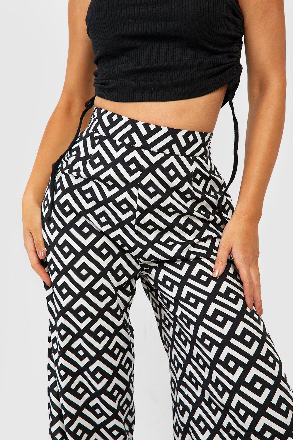 Split black and white hot sale pants