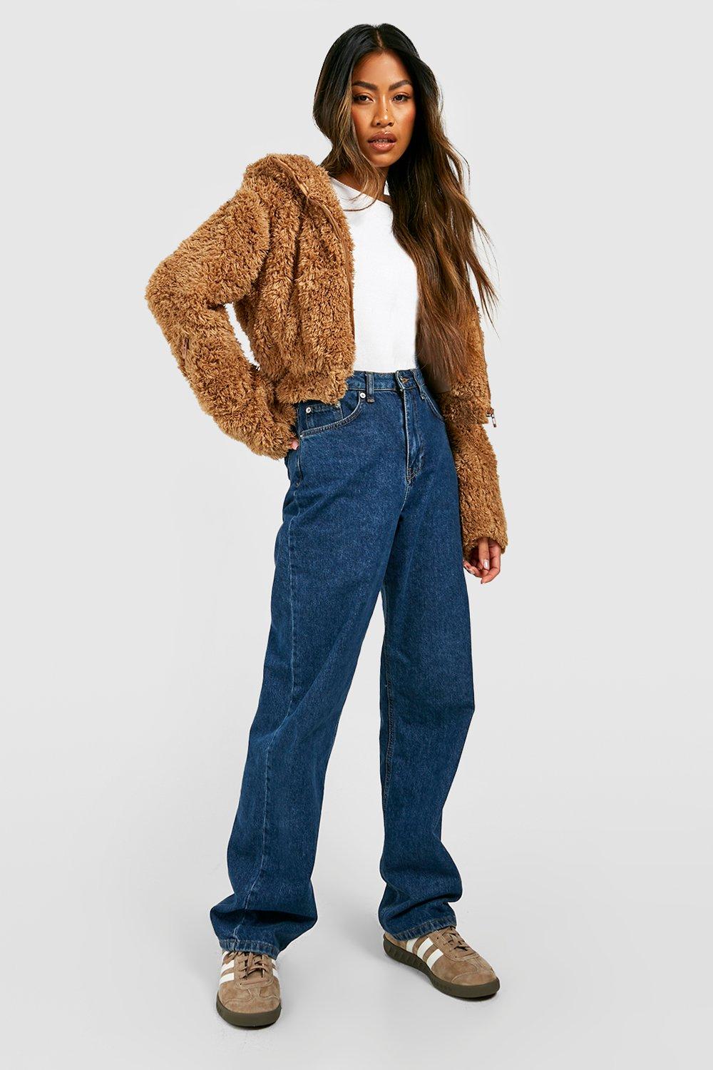 Funnel Neck Teddy Faux Fur Coat boohoo DK