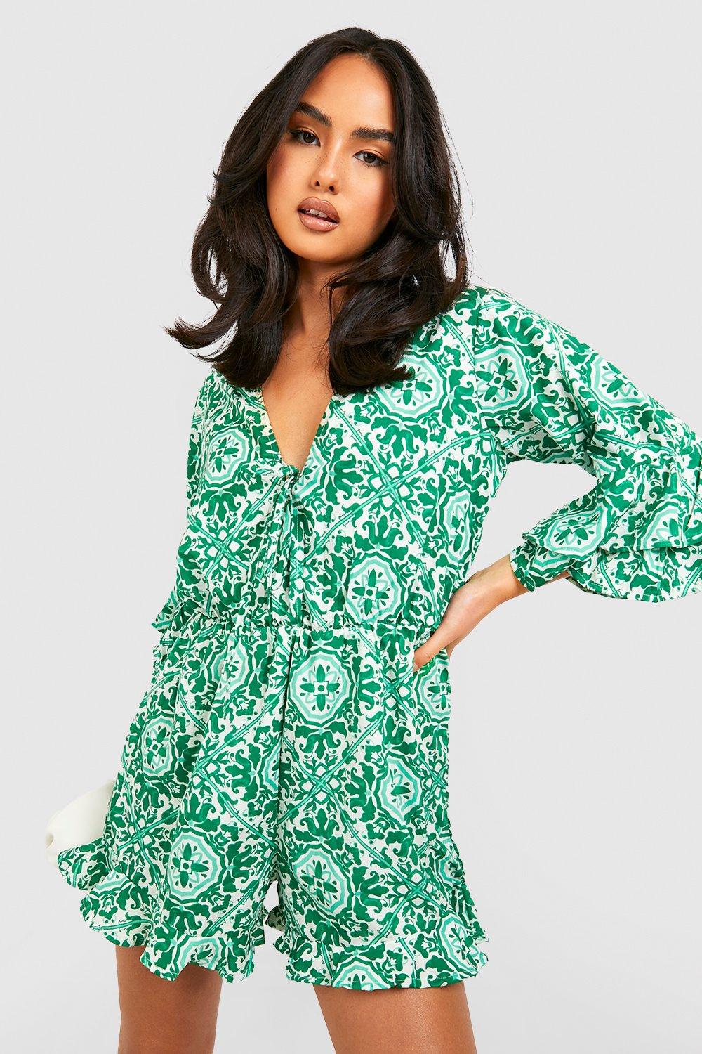 Boohoo cheap green playsuit