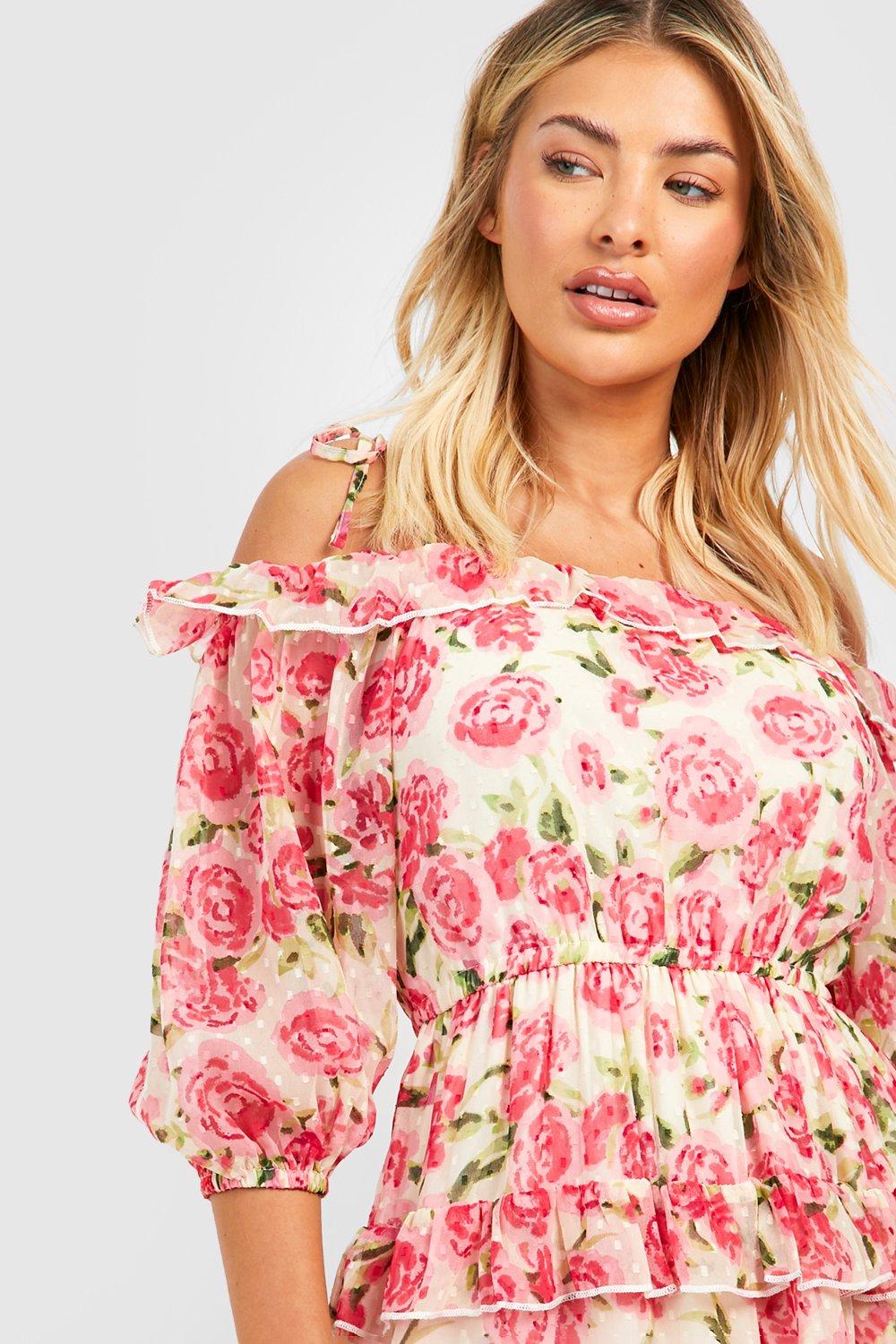 Boohoo pink sale floral dress