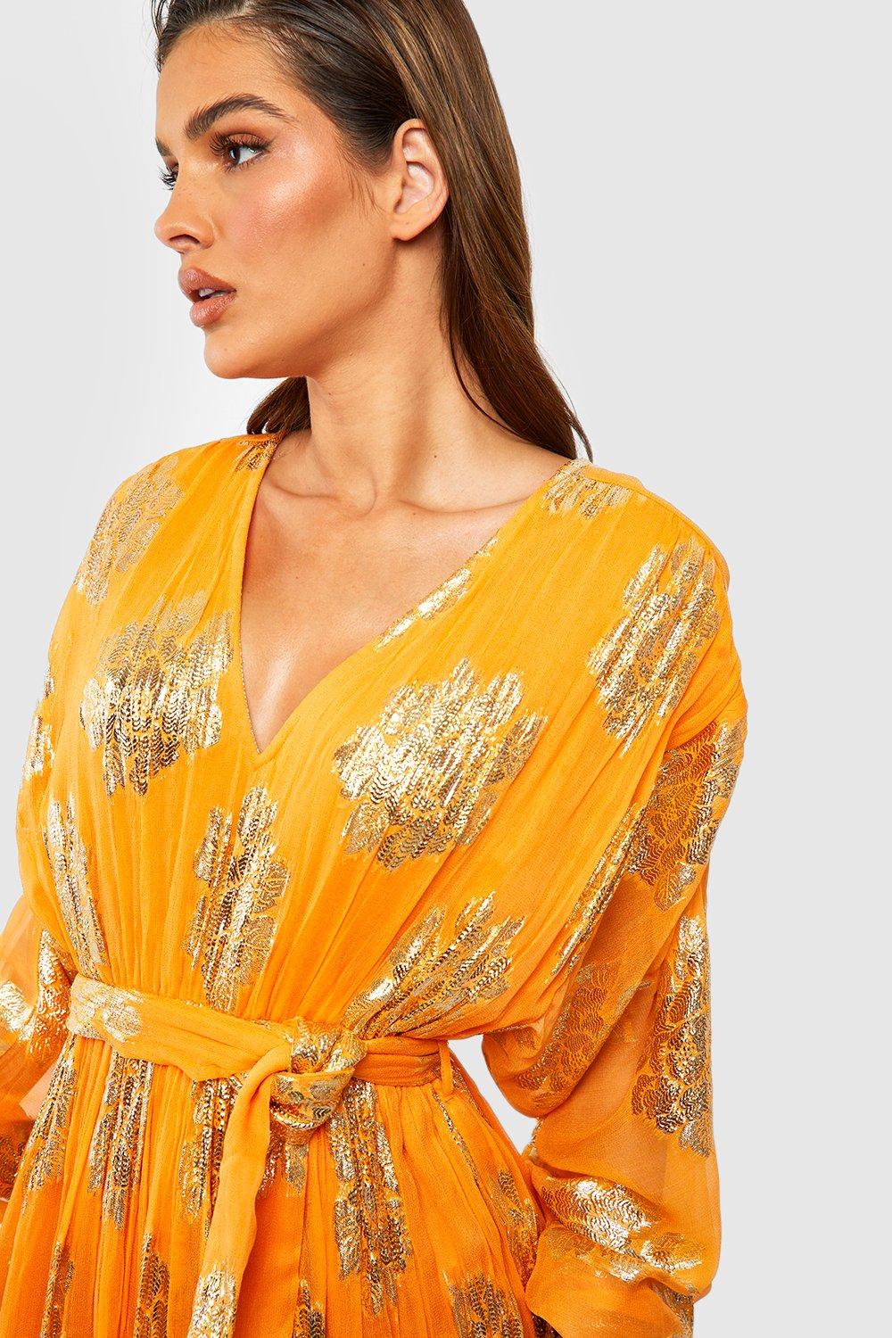 Metallic hotsell orange dress