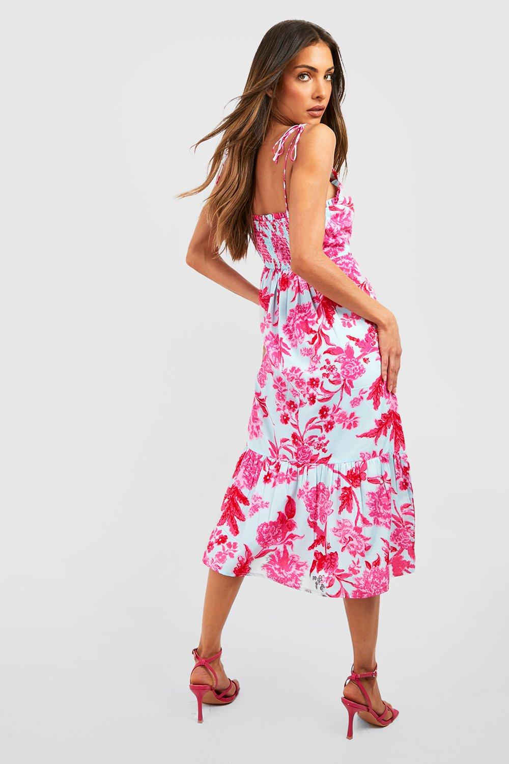 Floral print strappy midi dress - Women