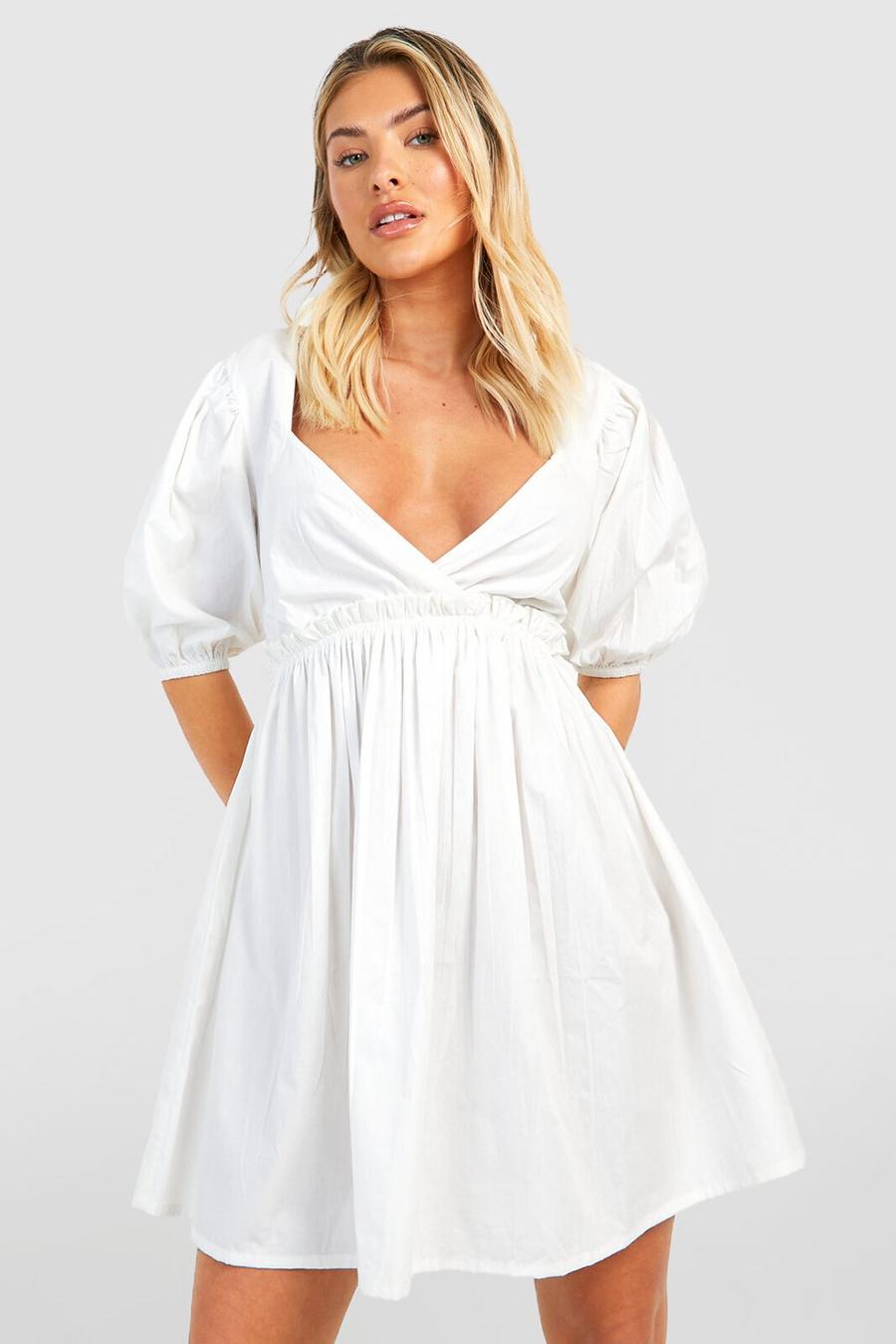 Vestido holgado de algodón popelina, White image number 1