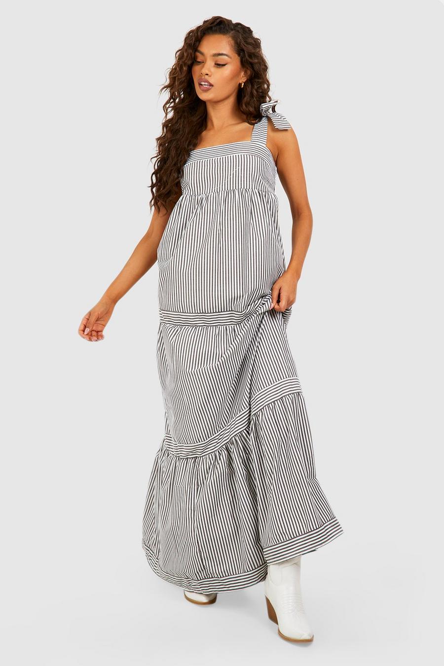 Stone Stripe Tiered Maxi Dress image number 1