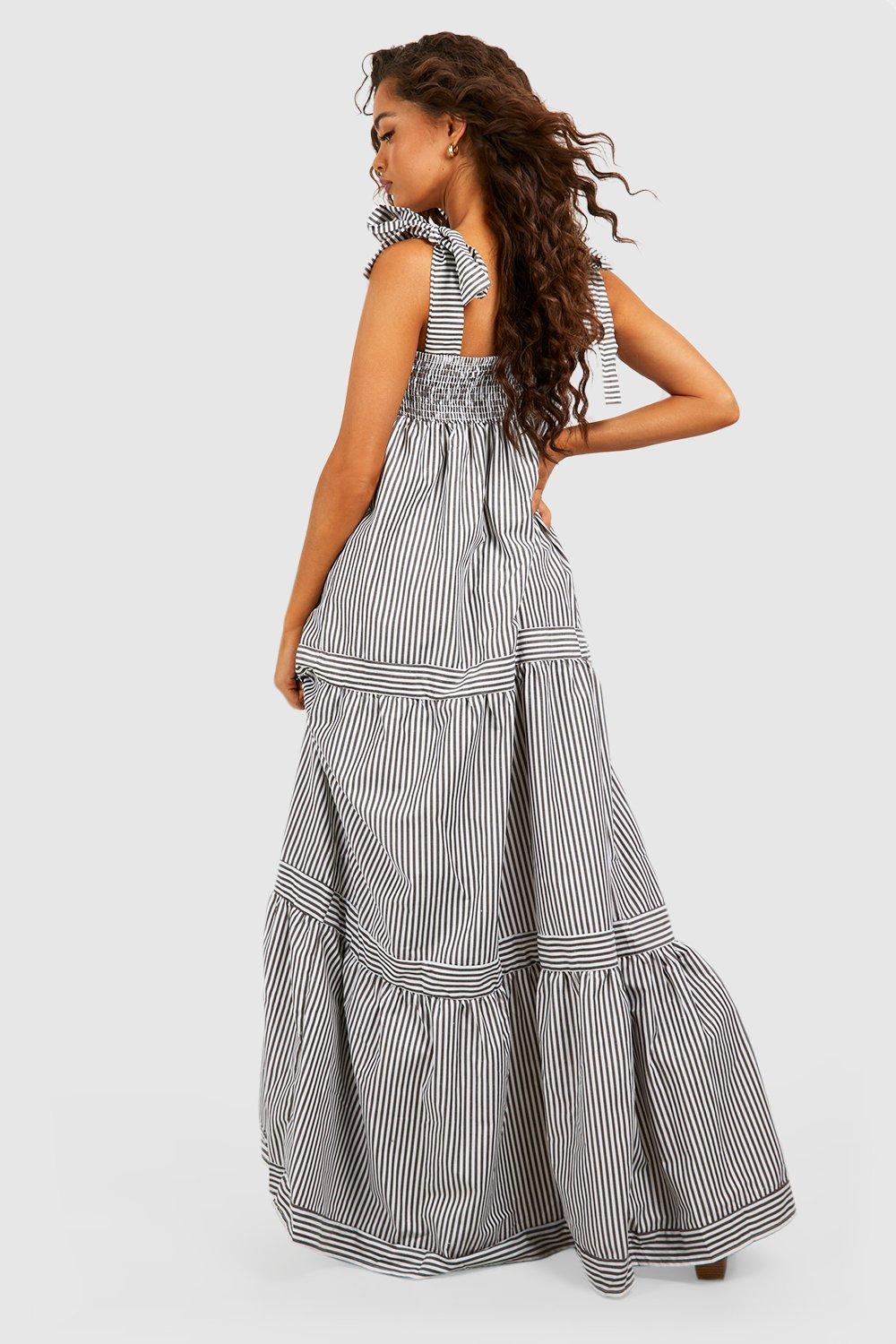 Striped tiered best sale maxi dress