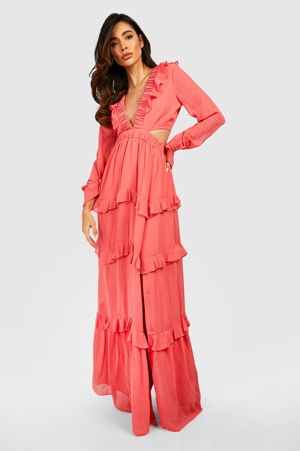 Boohoo coral clearance dress