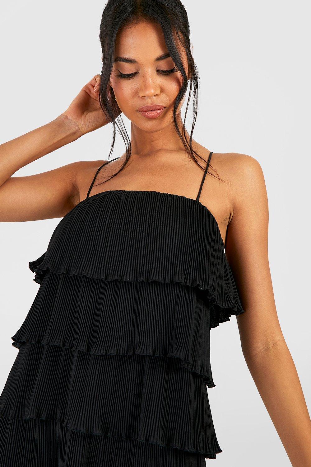 Boohoo tiered hotsell ruffle mini dress