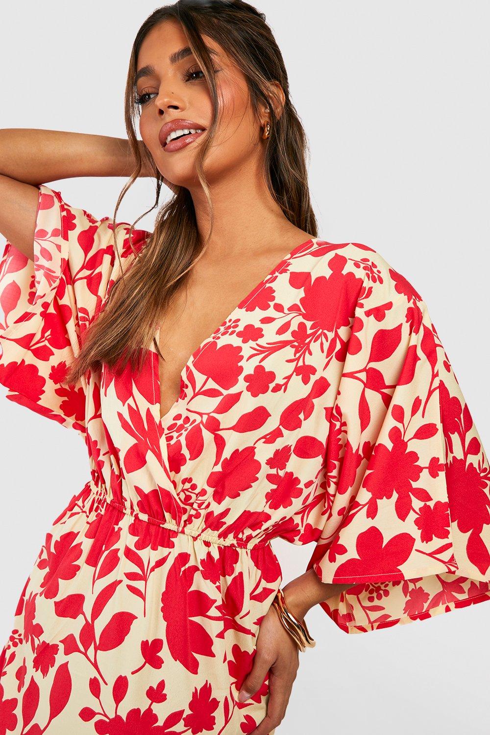 Batwing floral dress best sale