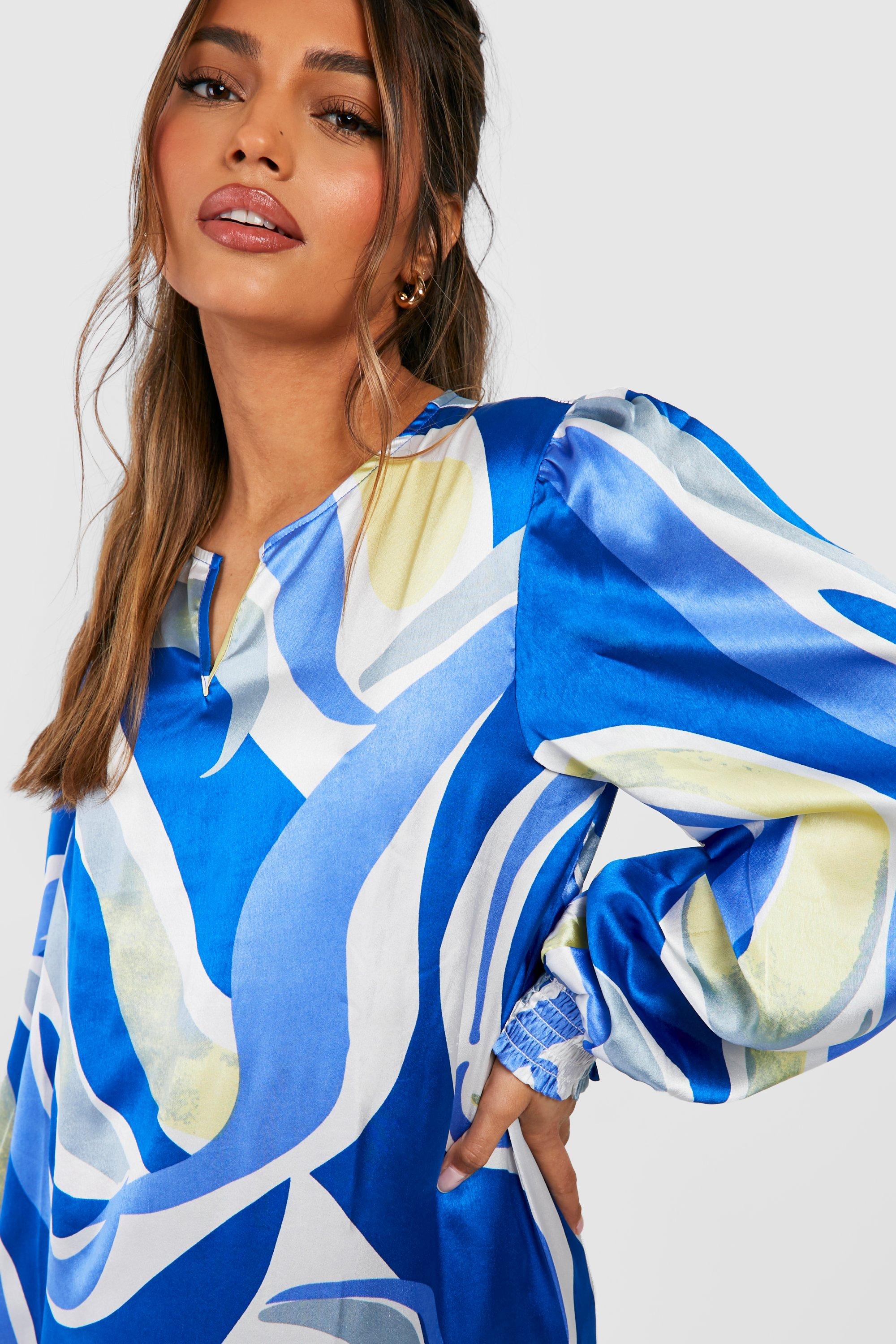 Boohoo blue satin clearance dress