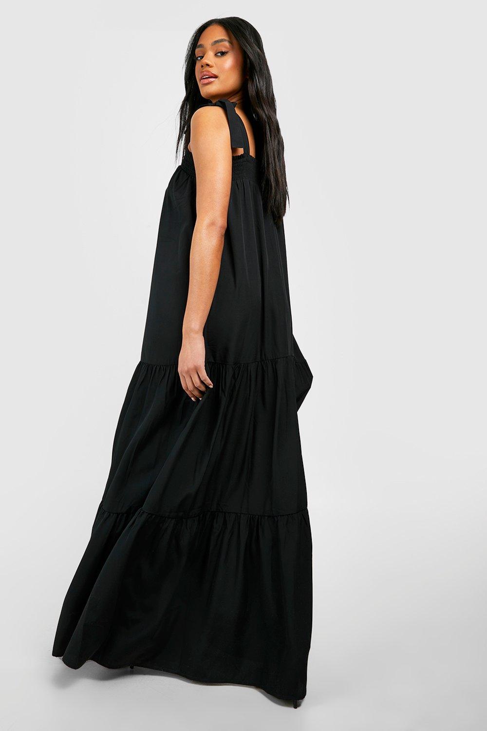 Boohoo black deals tie dress