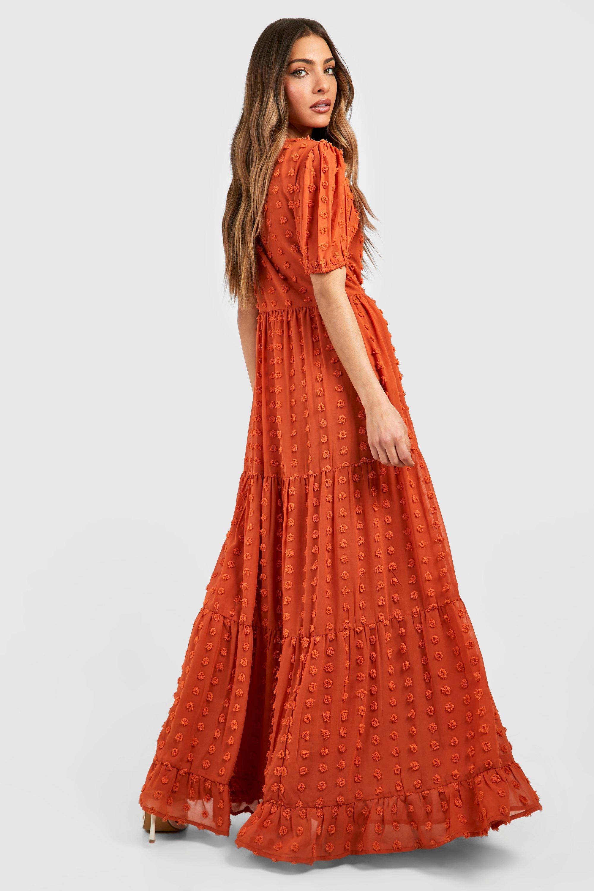 Rust orange outlet maxi dress