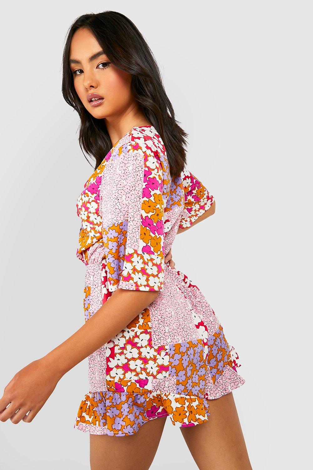 Floral Woven Flippy Tie Front Romper