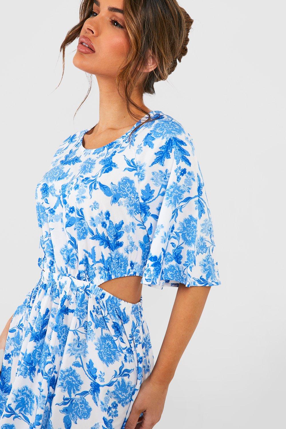 Boohoo blue 2024 floral dress