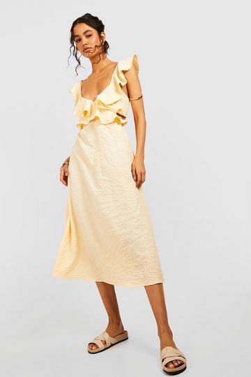 Textured Ruffle Midi Dress stone