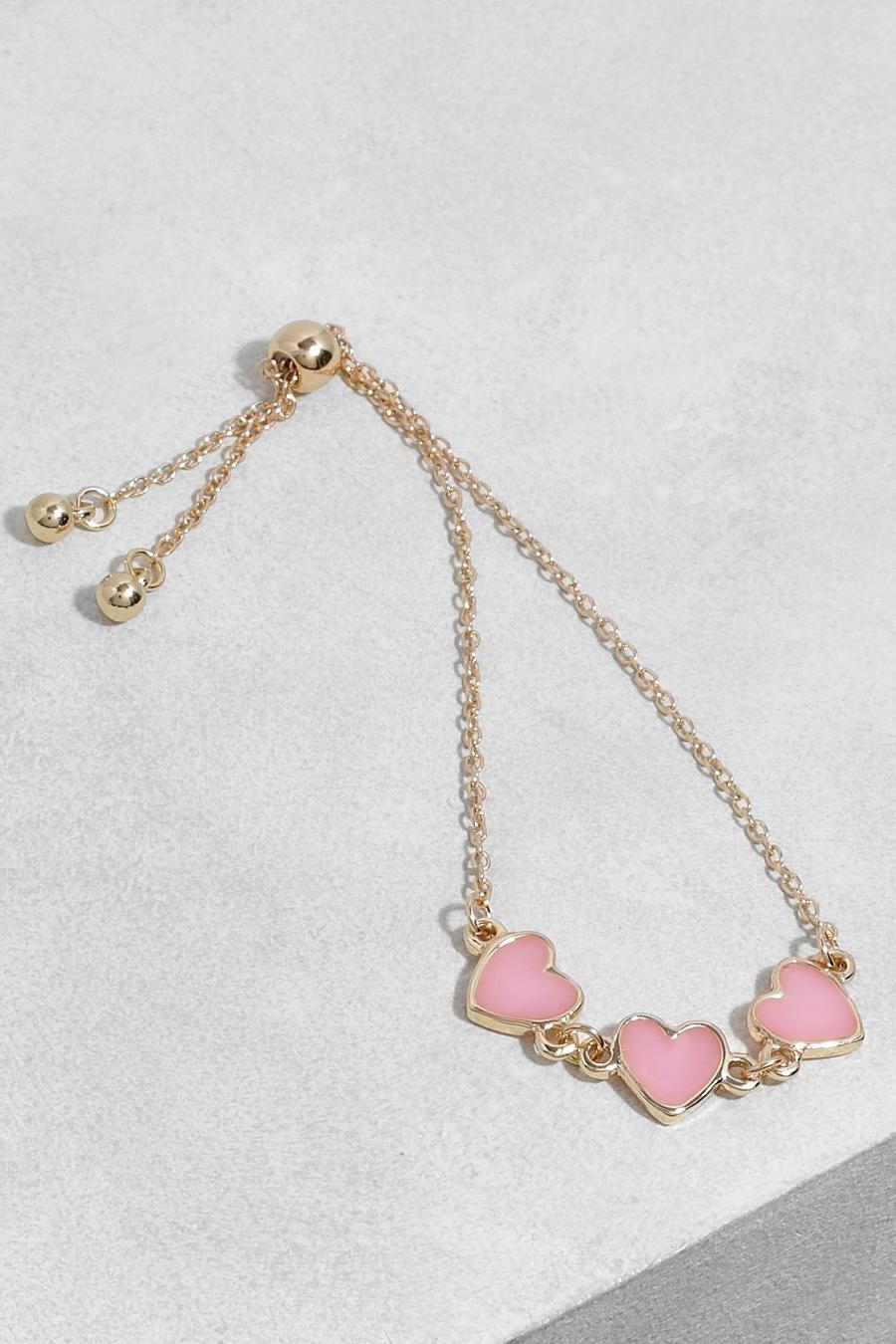 Enamel Pink Heart Station Toggle Bracelet image number 1