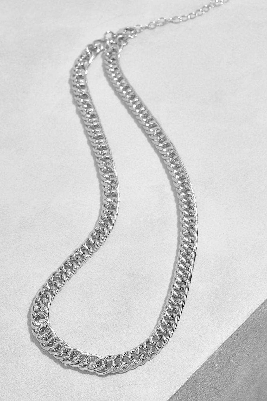 Silver Close Link Curb Chubby Chain Necklace