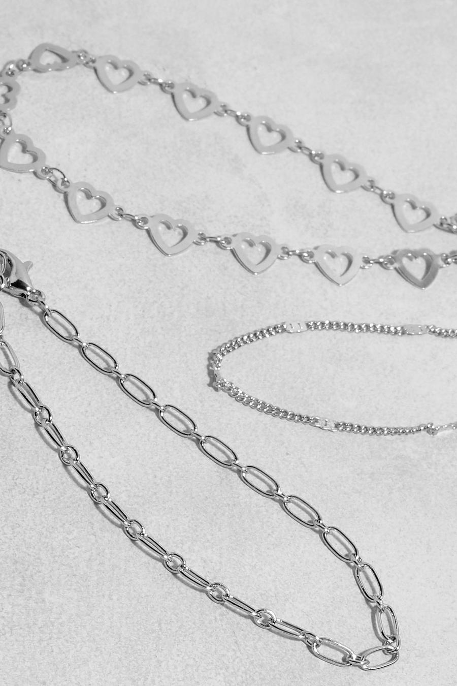 Silver Polished Open Heart Multipack Bracelets