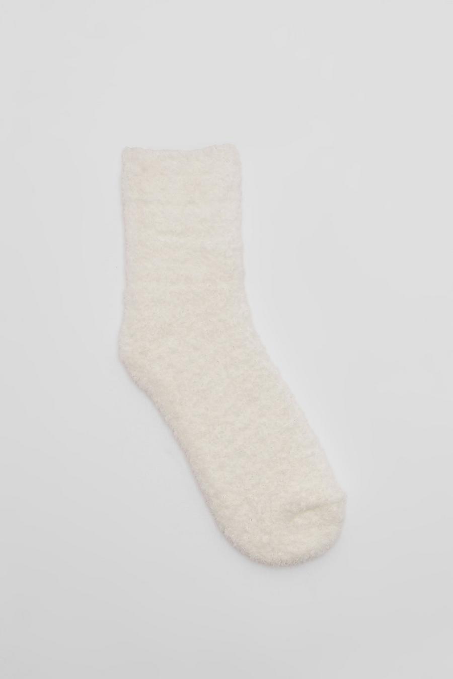 Cream Fluffy Bed Socks image number 1