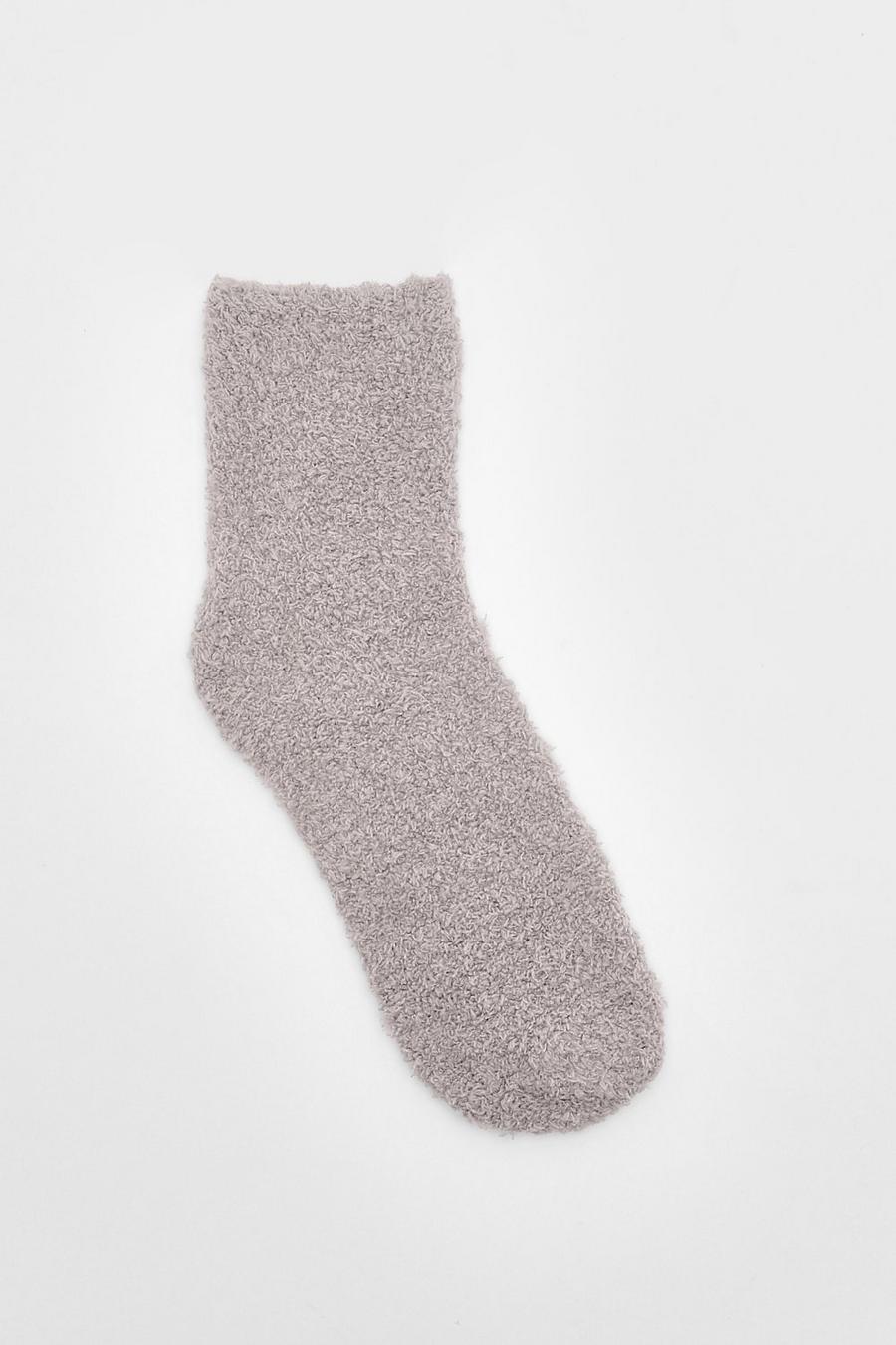 Grey grå Fluffy Bed Socks
