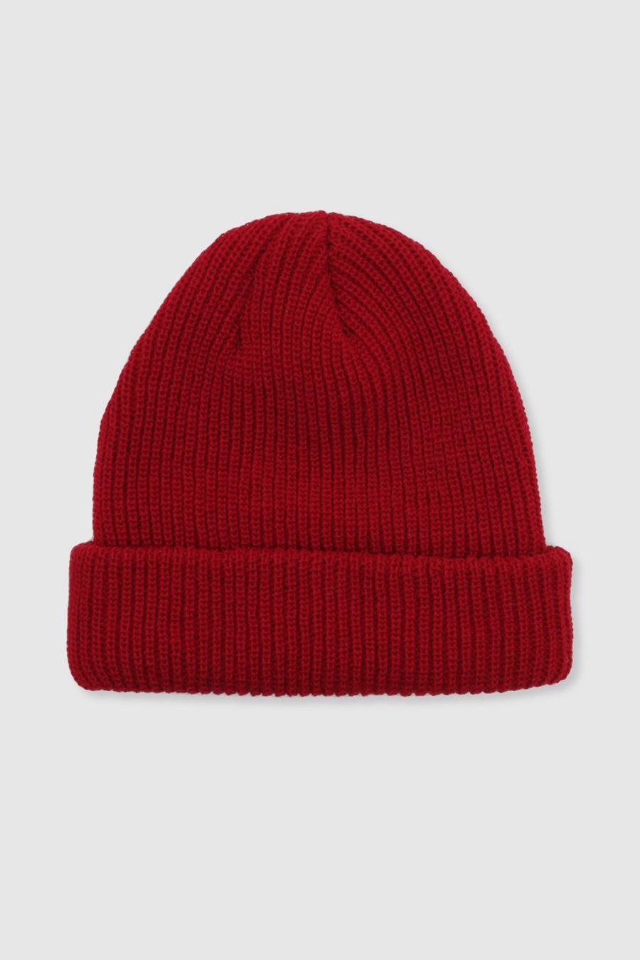Red Basic Ribbed Docker Hat