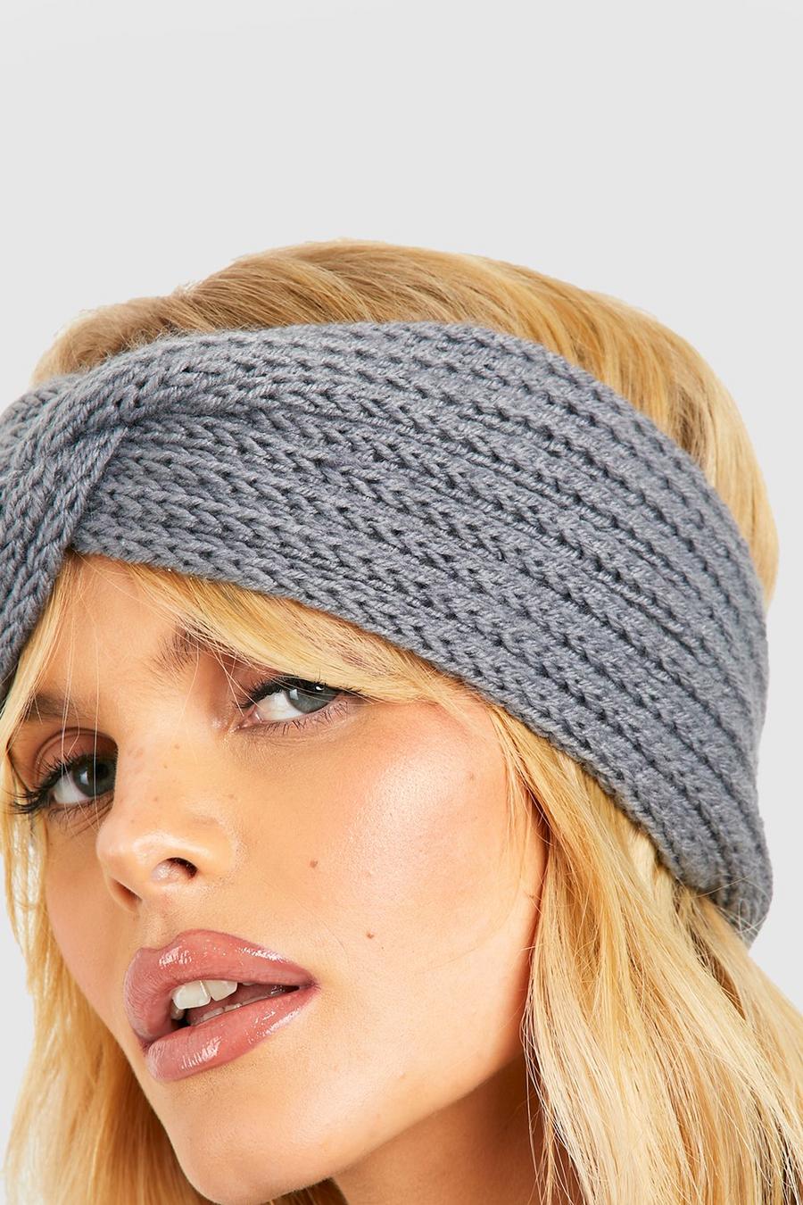 Grey Knitted Knot Headband  image number 1