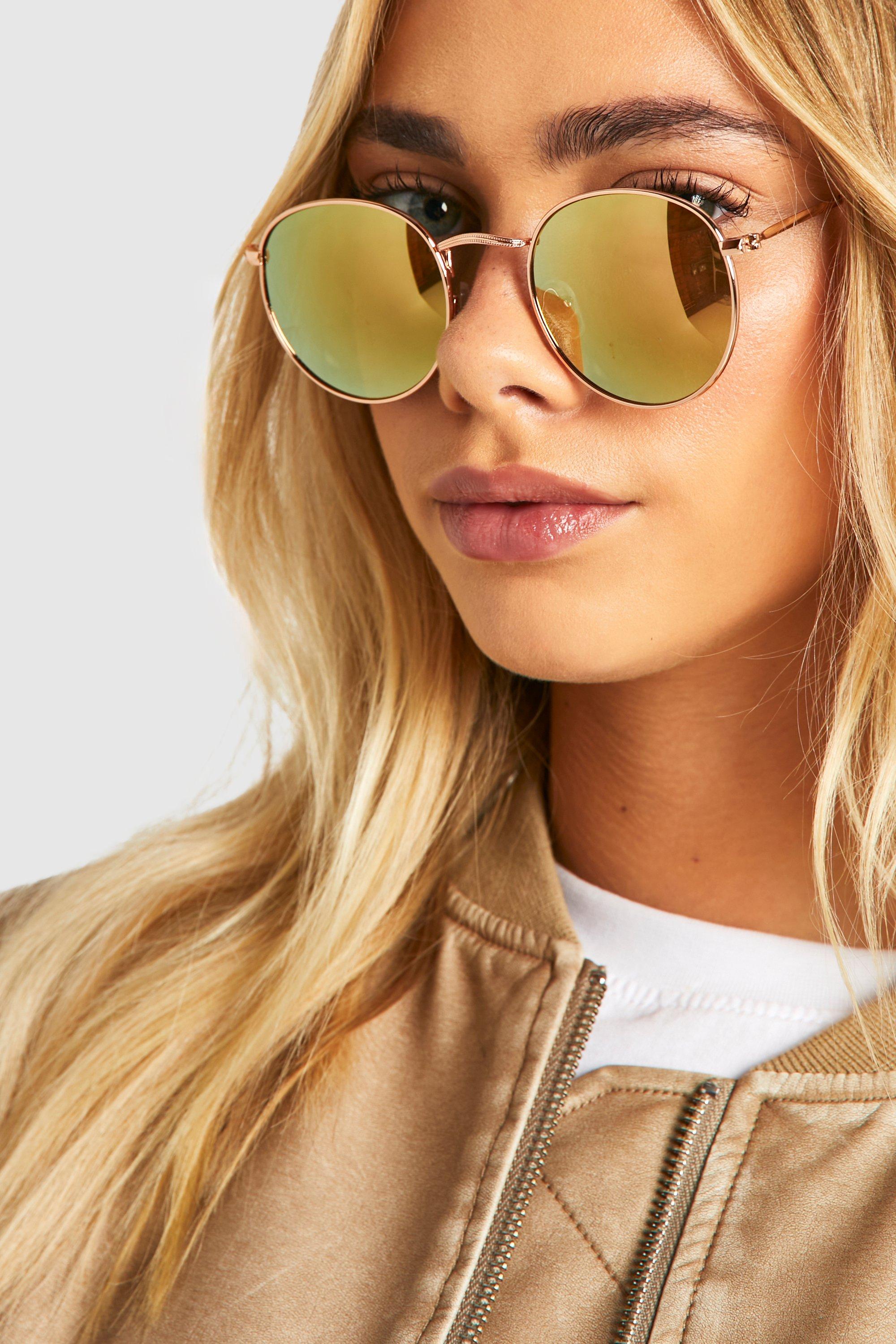Mirrored Gold Round Sunglasses