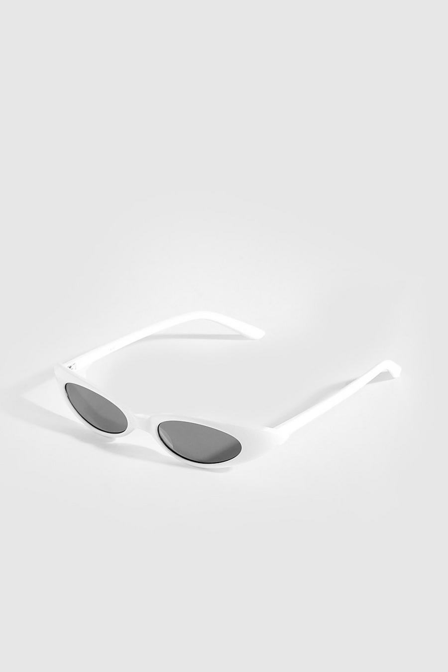 Weiße retro Cat-Eye-Sonnenbrille, White image number 1