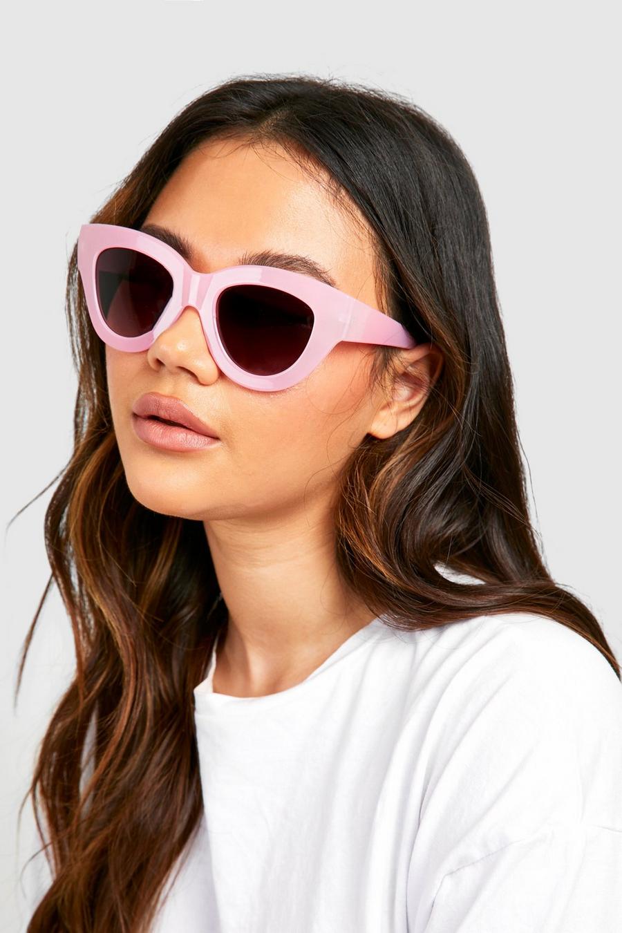 Gafas de sol oversize retro con forma de ojo de gato en rosa, Pink image number 1