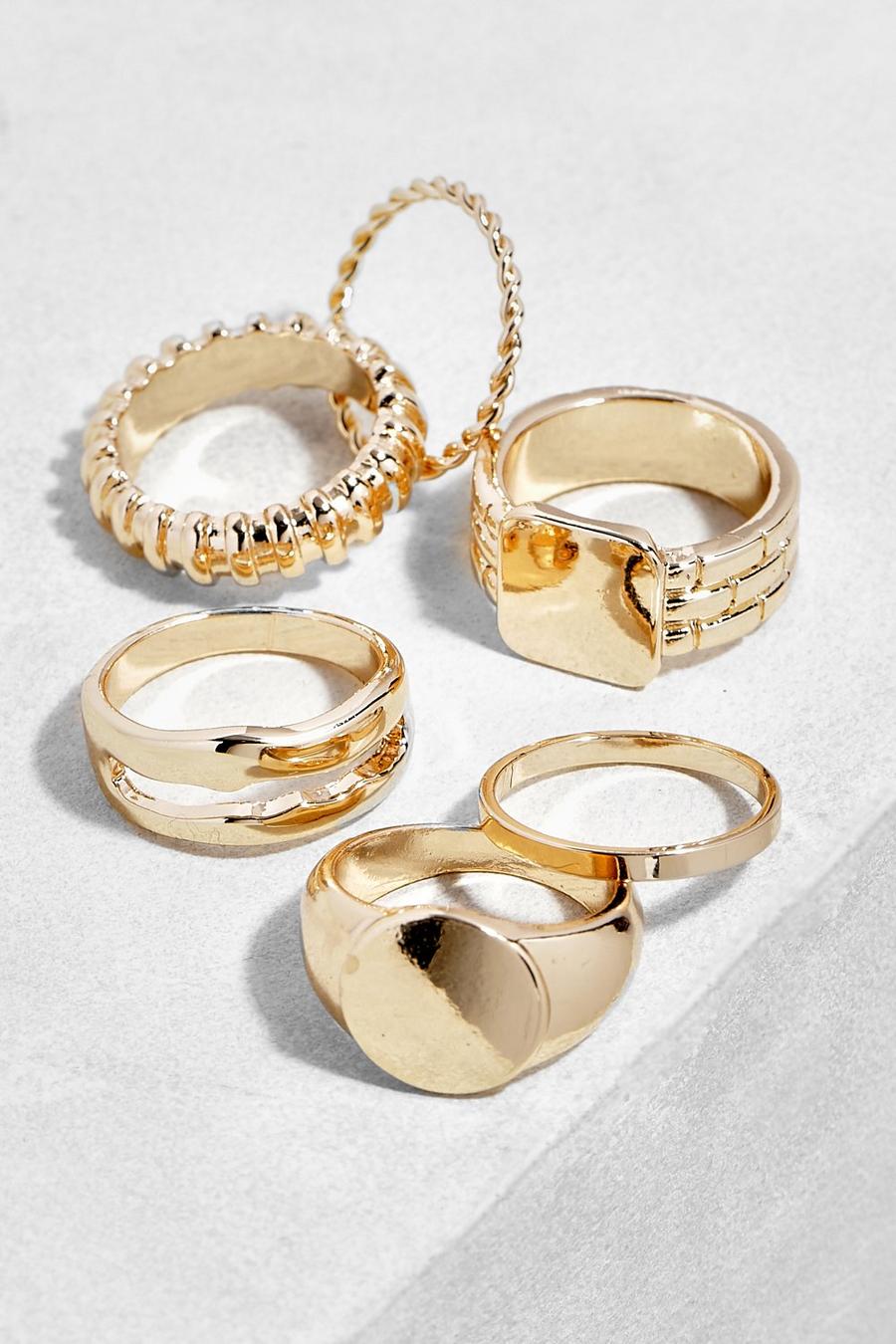 Gold Vintage Style Multipack Rings image number 1