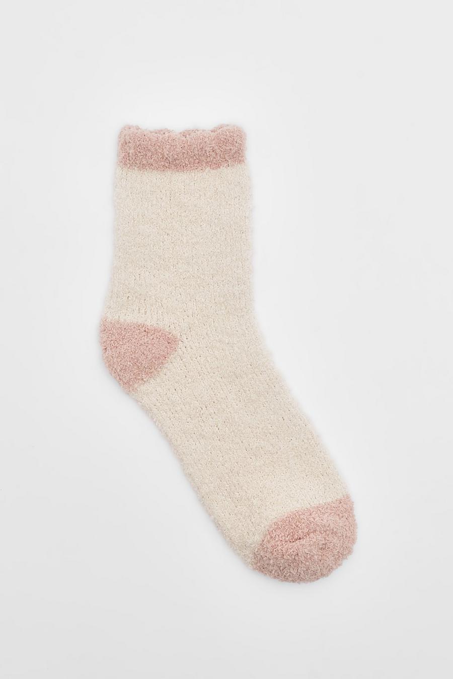 Cream vit Basic Fluffy Bed Socks