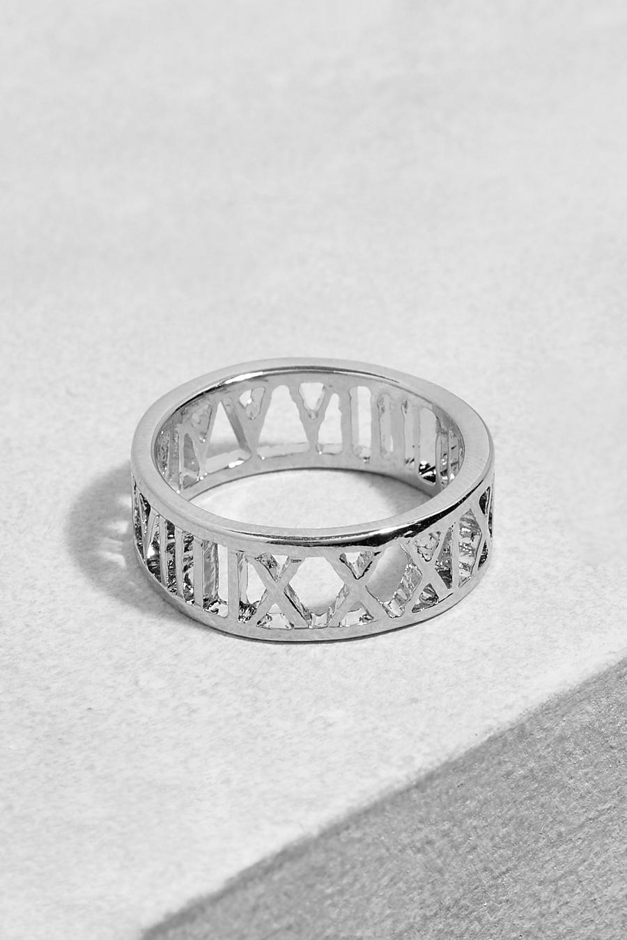 Silver Roman Numerals Ring 