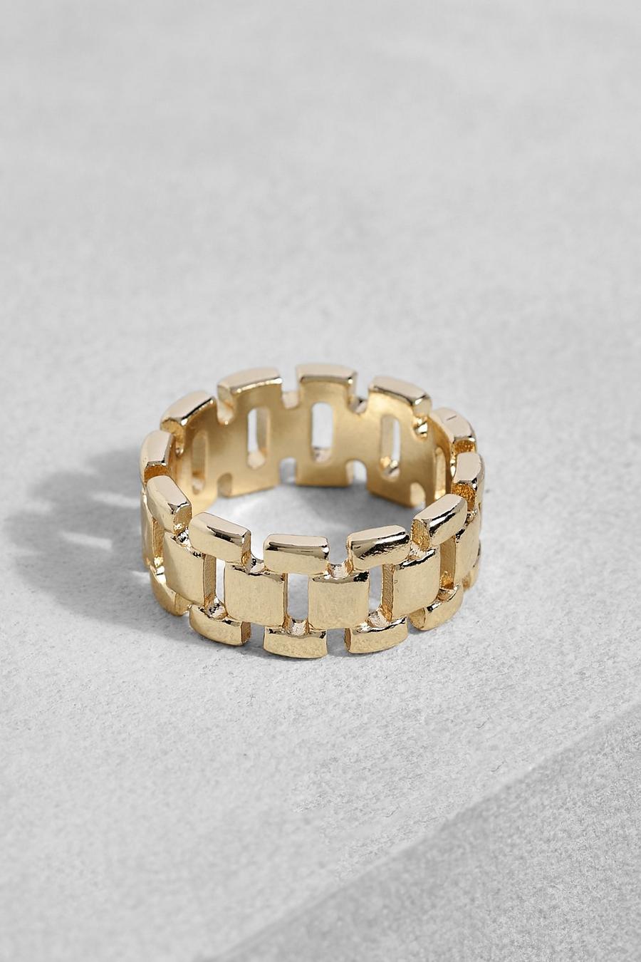 Gold metallic Polished Chain Ring