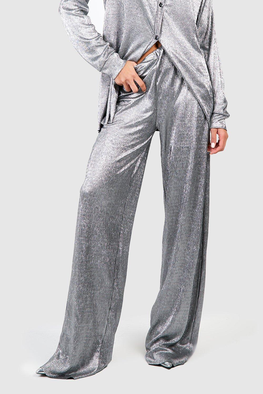 Plus Metallic Wide Leg Pants