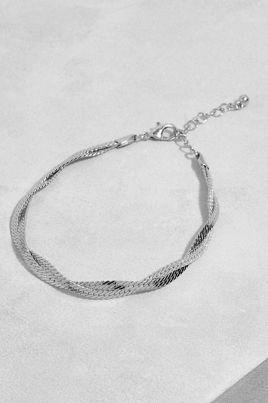 Silver Twist Snake Chain Bracelet image number 1