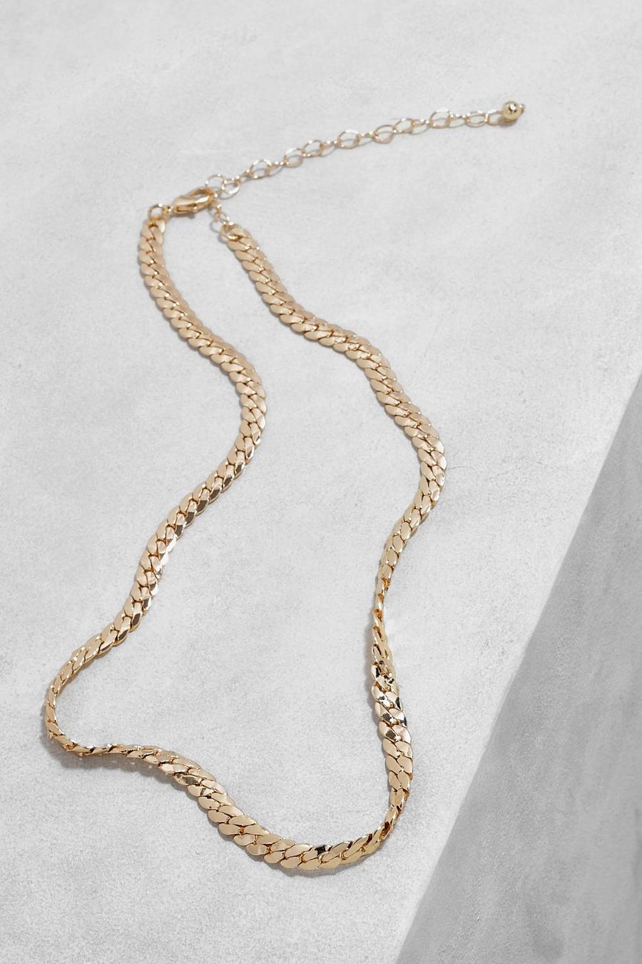 Gold metallic Textured Snake Chain Necklace