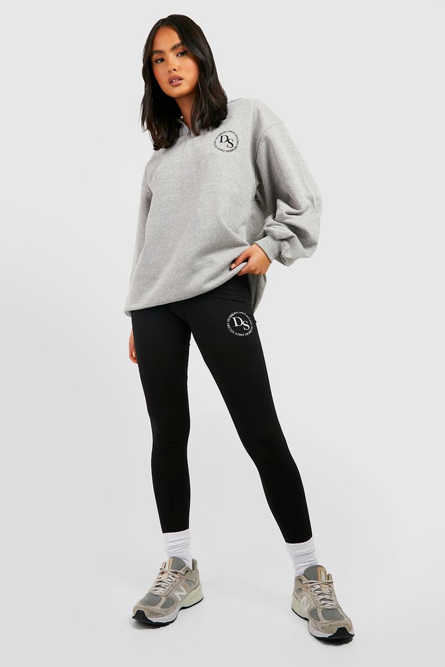 Ash grey Printed Half Zip Sweater And Legging Set image number 1