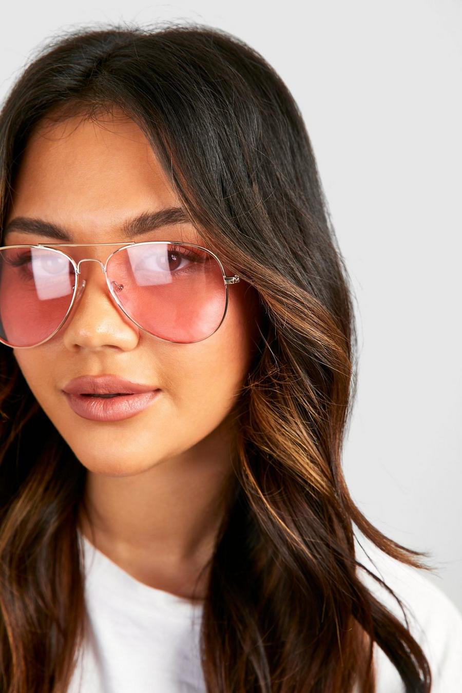 Women's Pink Aviator Sunglasses