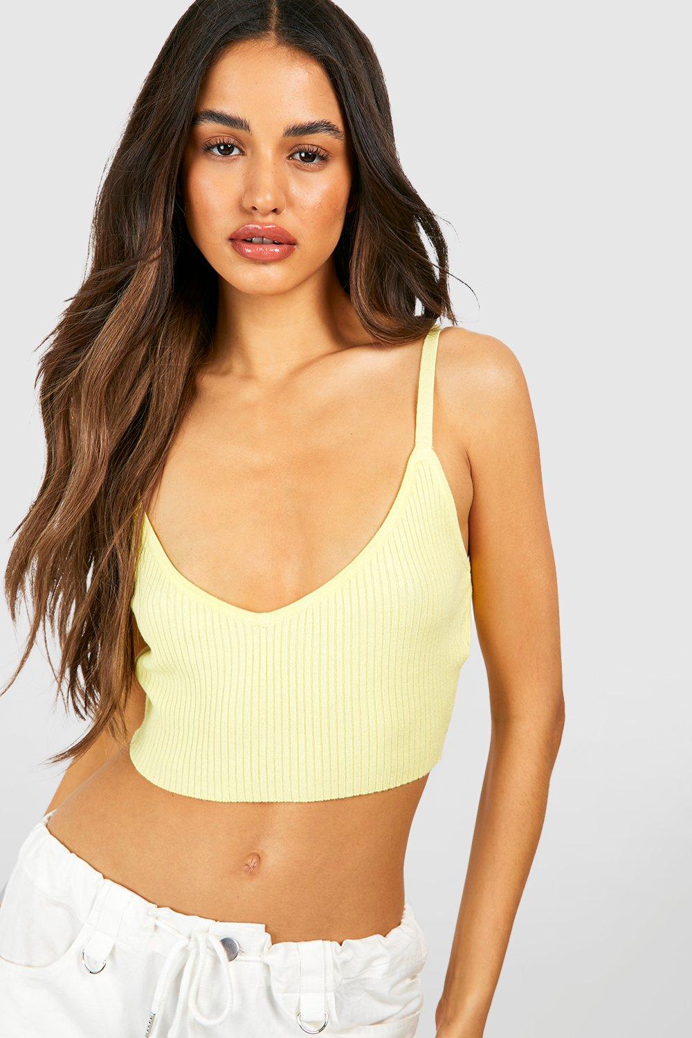 Yellow Rib Knit Crop Top