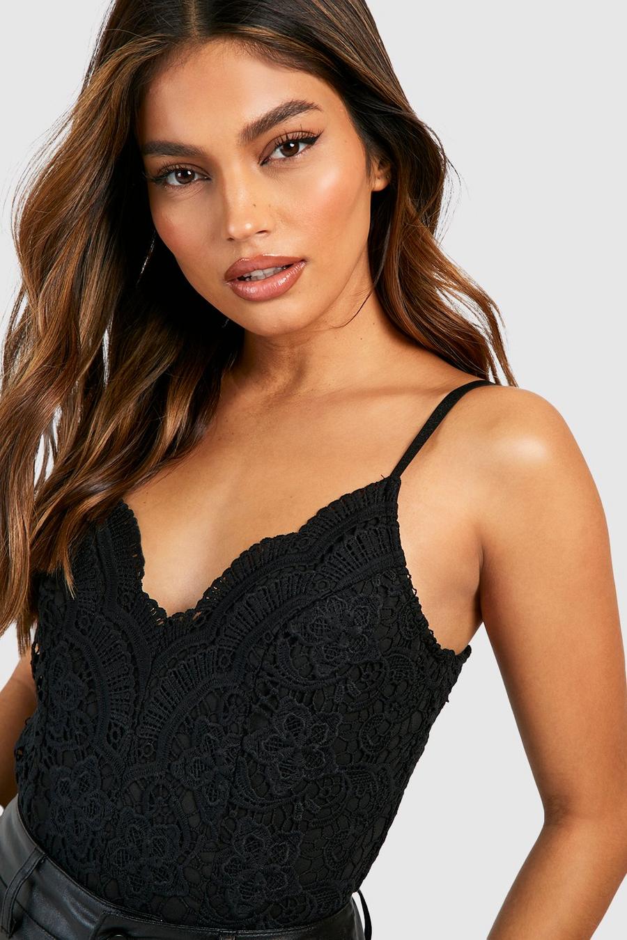 Women's Black Premium Lace Bodysuit