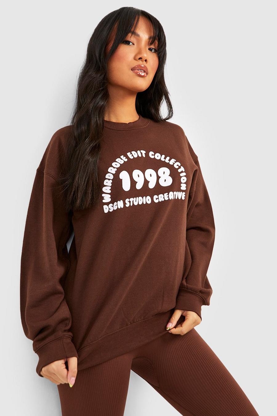 Chocolate brown Petite Design Wardrobe Edit Print Sweater  image number 1