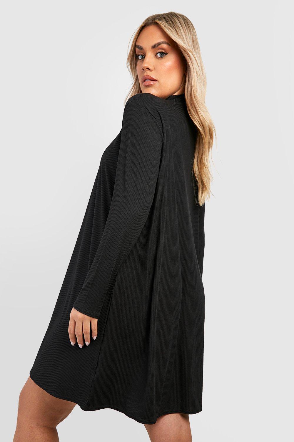 Boohoo black swing dress sale