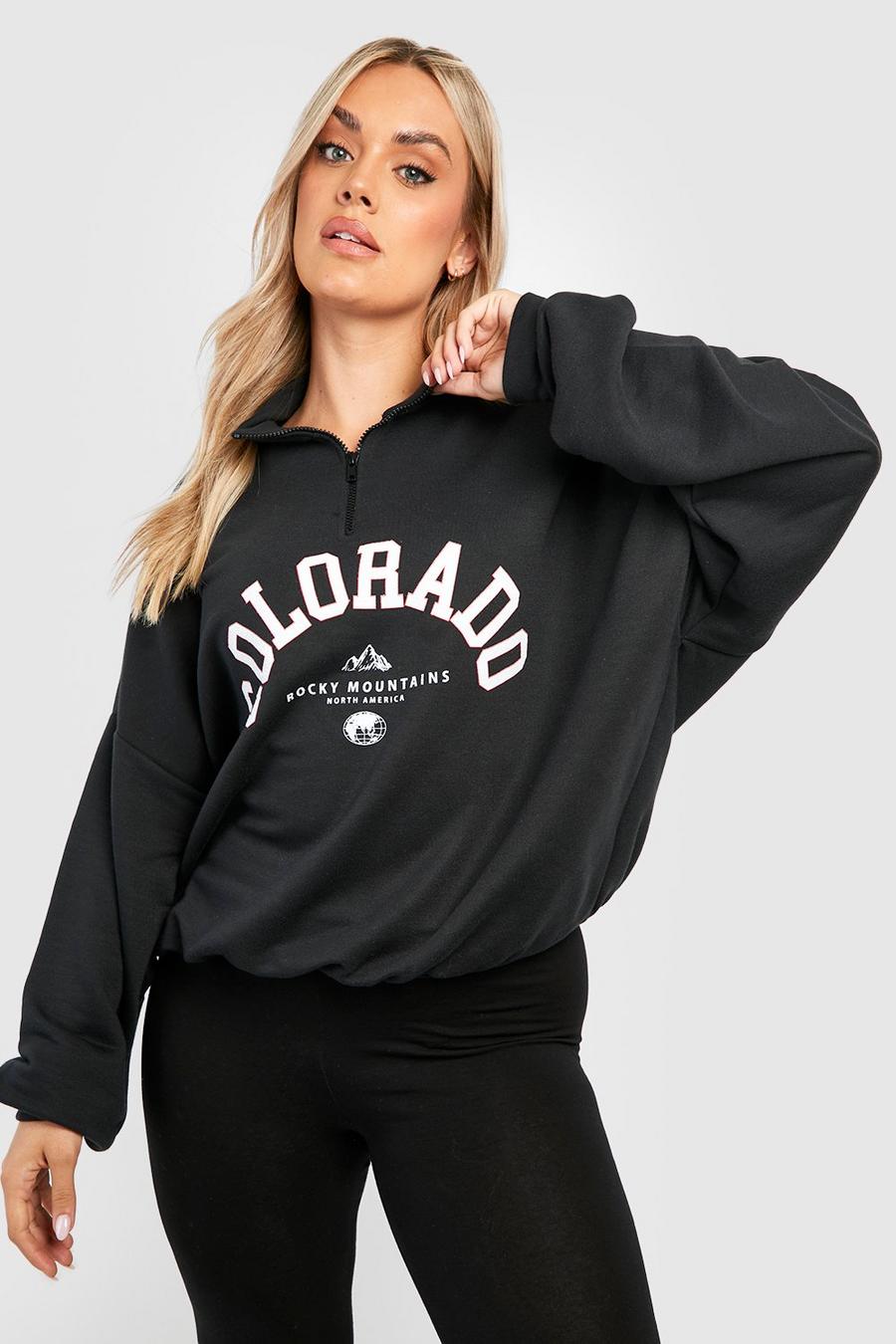 Black Colorado Plus Sweatshirt med kort dragkedja image number 1