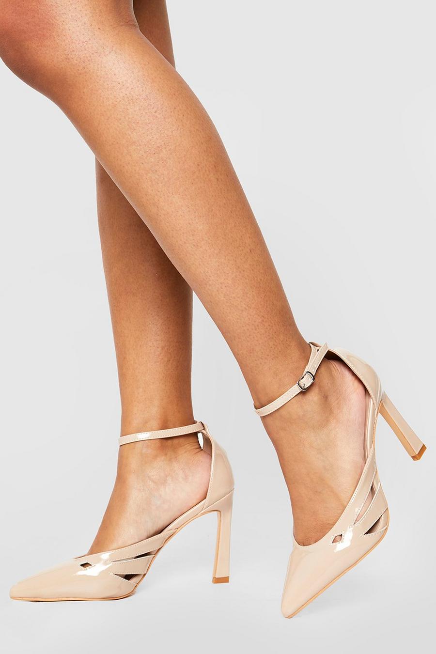 Nude Wide Fit Cut Out Detail Two Part Stiletto Court Heel image number 1