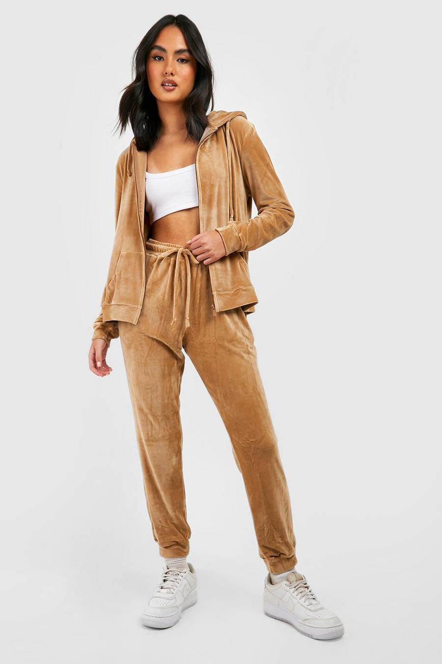 Toffee Velour Top And Jogger Set image number 1