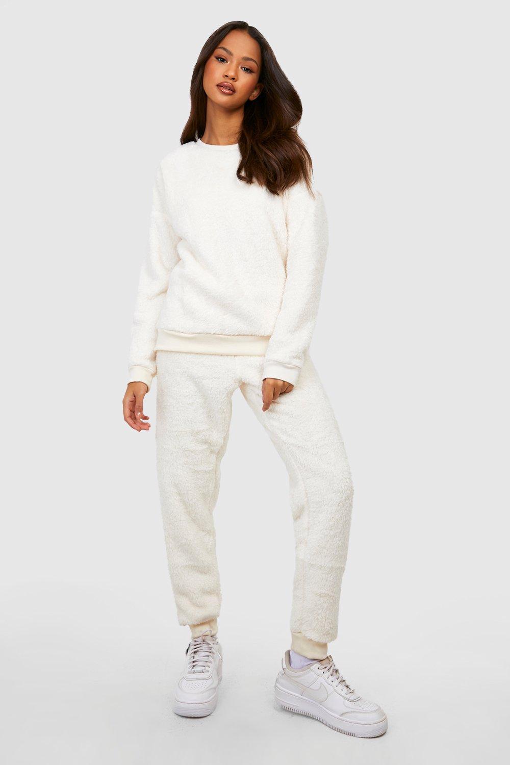 Women s Teddy Fleece Jogger Set Boohoo UK