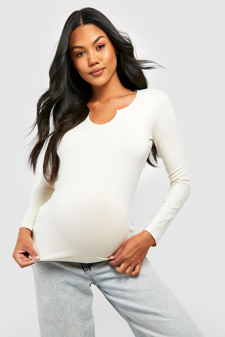 Maternité - Top de grossesse basique à manches longues, Stone beige image number 1