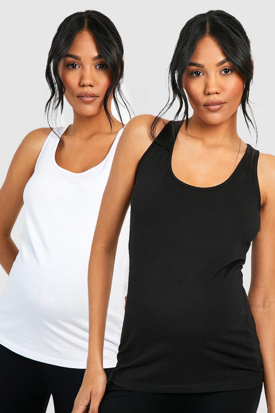Black_white Maternity Basic Vest 2 Pack image number 1
