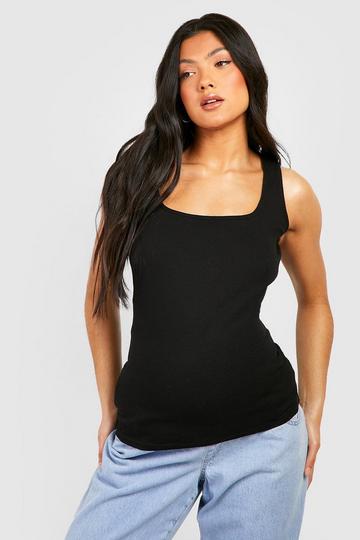 Maternity Rib Square Neck Tank Top black