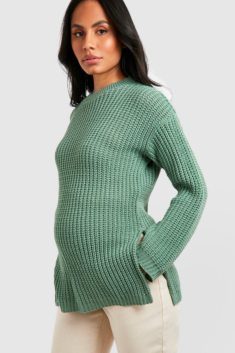 Sage green Maternity Side Split Sweater